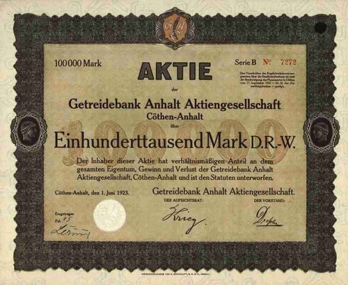 Getreidebank anhalt 1923 - getreidebank,